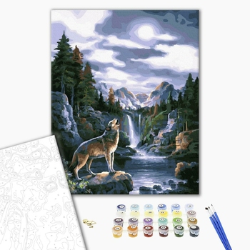 Картина по номерам Тварини, птахи та риби - Виття на місяць