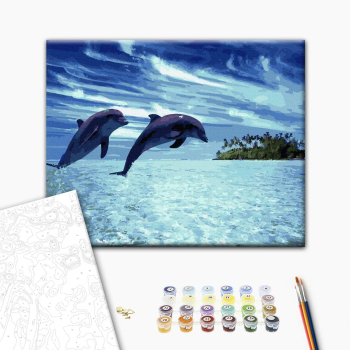 Картина по номерам Тварини, птахи та риби - Дельфіни на узбережжі