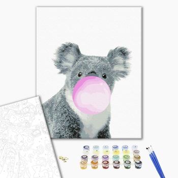 Картина по номерам Тварини, птахи та риби - Коала з бабл-гам