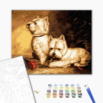 Картина по номерам Тварини, птахи та риби - Собачки на побаченні