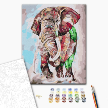 Картина по номерам Тварини, птахи та риби - Веселковий слон
