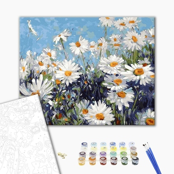 Картина по номерам Квіти - Ромашковий пейзаж