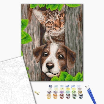 Картина по номерам Тварини, птахи та риби - Допитливі друзі