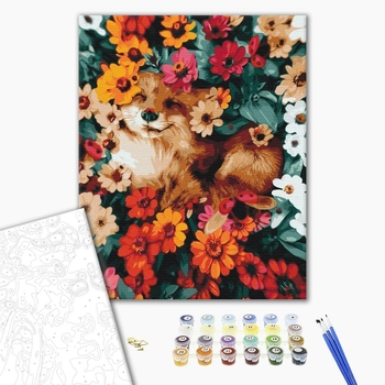 Картина по номерам Тварини, птахи та риби - Лисичка в квітах