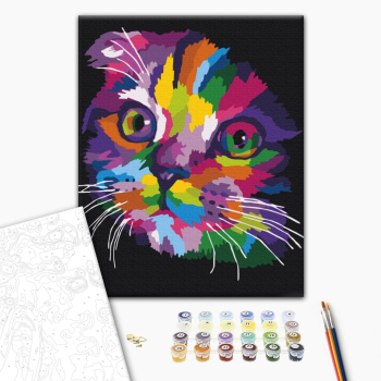 Картина по номерам Поп Арт - Веселкове кошенятко