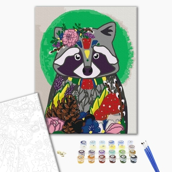 Картина по номерам Тварини, птахи та риби - Єнотик з дарами