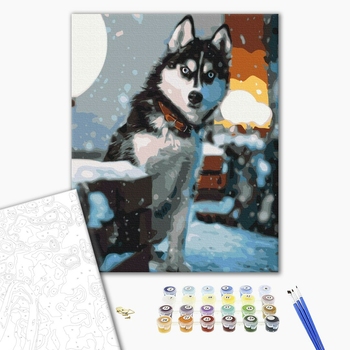 Картина по номерам Тварини, птахи та риби - Допитливий хаскі