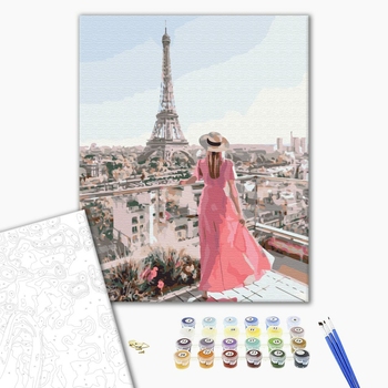 Картина по номерам Люди на картинах - Дівчина і Ейфелева вежа