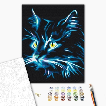 Картина по номерам Тварини, птахи та риби - Неоновий кіт