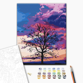 Осень на фоне пурпурного неба