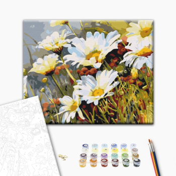 Картина по номерам Квіти - Клубнички в ромашках