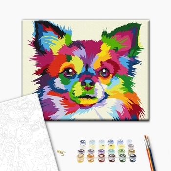 Картина по номерам Поп Арт - Різнобарвний песик