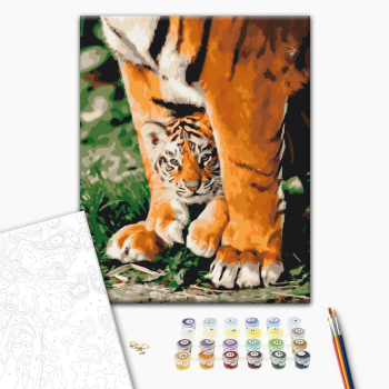 Картина по номерам Тварини, птахи та риби - Тигреня в могутніх лапах