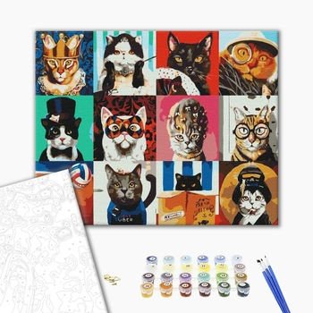 Картина по номерам Тварини, птахи та риби - Кото-колаж