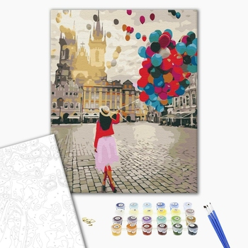 Картина по номерам Люди на картинах - Прогулянка з кульками