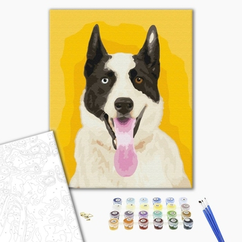 Картина по номерам Тварини, птахи та риби - Яскравий песик