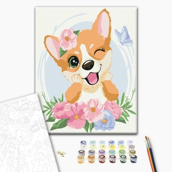 Корги в цветочках