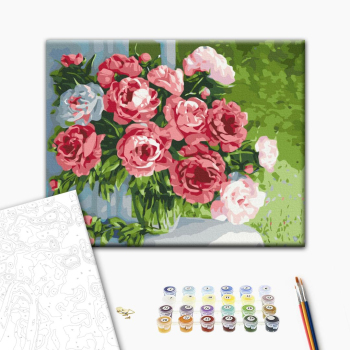 Картина по номерам Квіти - Домашні півонії