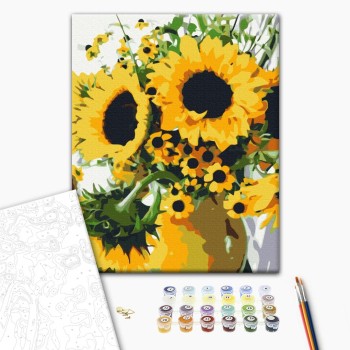 Картина по номерам Квіти - Букет соняшників