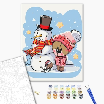 Картина по номерам Затишок, зима, Новий рік, Різдво - Святкові друзі