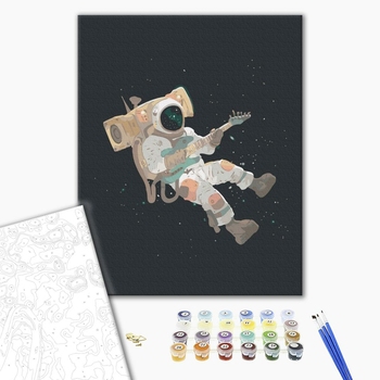 Картина по номерам Космос - Космонавт рокер
