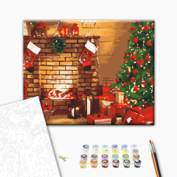 Картина по номерам Затишок, зима, Новий рік, Різдво - Новорічний затишок