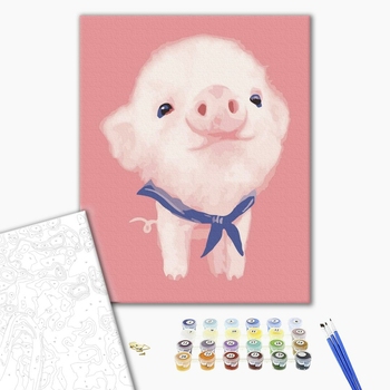 Картина по номерам Тварини, птахи та риби - Задоволене порося