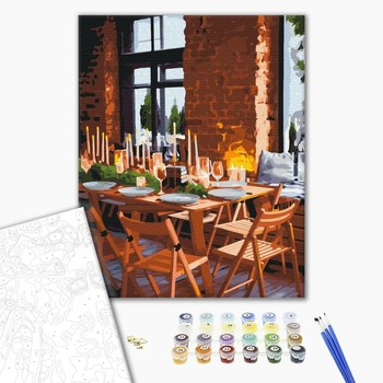 Картина по номерам Кораблі, автомобілі та літаки - Новорічний стіл