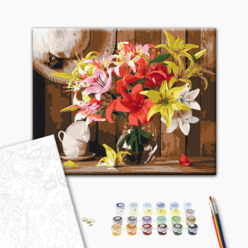 Картина по номерам Квіти - Барвистий букет лілій