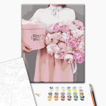 Картина по номерам Квіти - Піони в подарунок