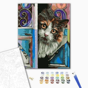 Картина по номерам Тварини, птахи та риби - Бабусин котик