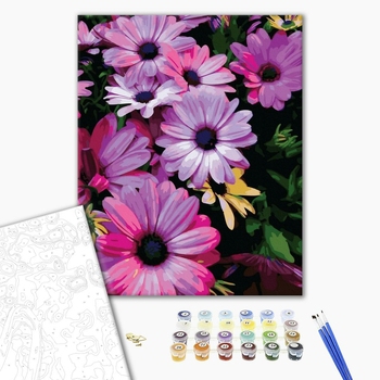 Картина по номерам Квіти - Лілові хризантеми