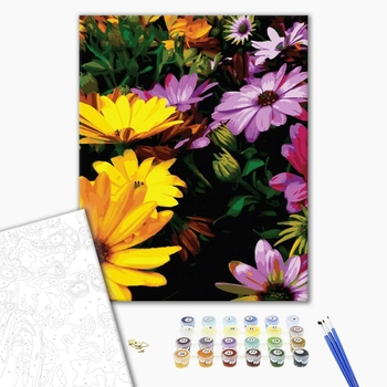 Картина по номерам Квіти - Яскраві хризантеми
