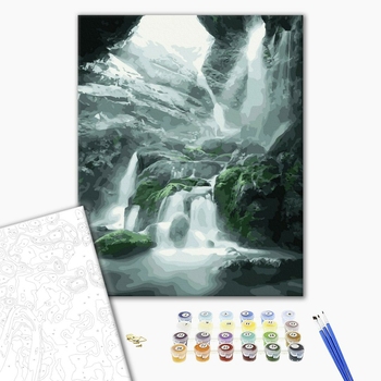 Картина по номерам Природа - Водоспад в ущелині