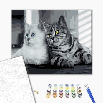 Картина по номерам Тварини, птахи та риби - Сіренькі котики