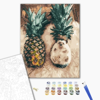 Картина по номерам Тварини, птахи та риби - Їжачок з ананасом