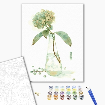 Картина по номерам Квіти - Гортензія аквареллю