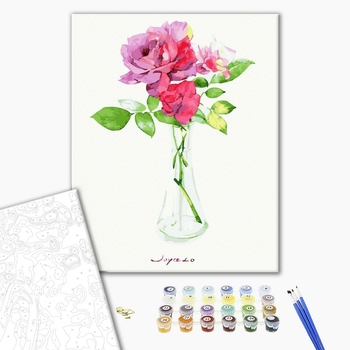 Картина по номерам Квіти - Троянди аквареллю