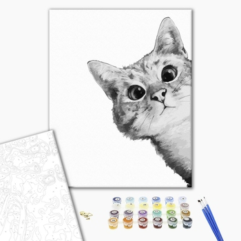 Картина по номерам Тварини, птахи та риби - Котик у засідці