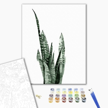 Картина по номерам Квіти - Сансевієрія аквареллю