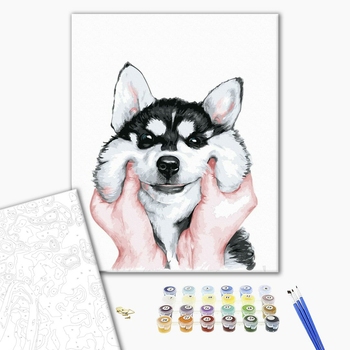 Картина по номерам Тварини, птахи та риби - Пухкі щічки Хаскі