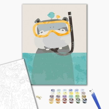 Картина по номерам Тварини, птахи та риби - Бегемотик-бульк