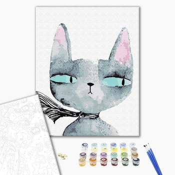 Картина по номерам Тварини, птахи та риби - Котик з журбинкою