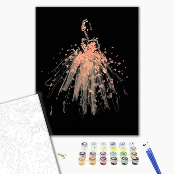 Картина по номерам Люди на картинах - Ескіз квітучої сукні