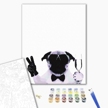 Картина по номерам Тварини, птахи та риби - П'ятничний мопс