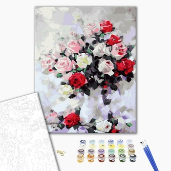 Картина по номерам Квіти - Пишний букет троянд