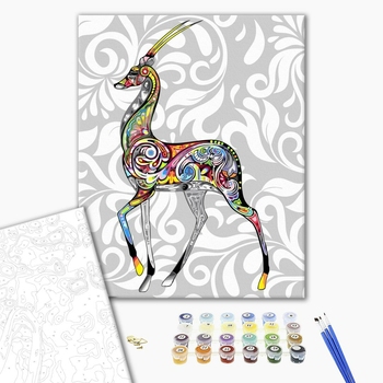 Картина по номерам Тварини, птахи та риби - Олень в орнаменті