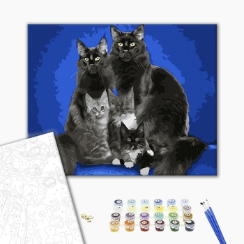 Картина по номерам Тварини, птахи та риби - Сім'я мейн-кунів