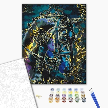 Картина по номерам із золотою фарбою - Скакун в металі