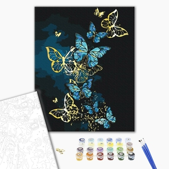 Картина по номерам із золотою фарбою - Нейлонові метелики
